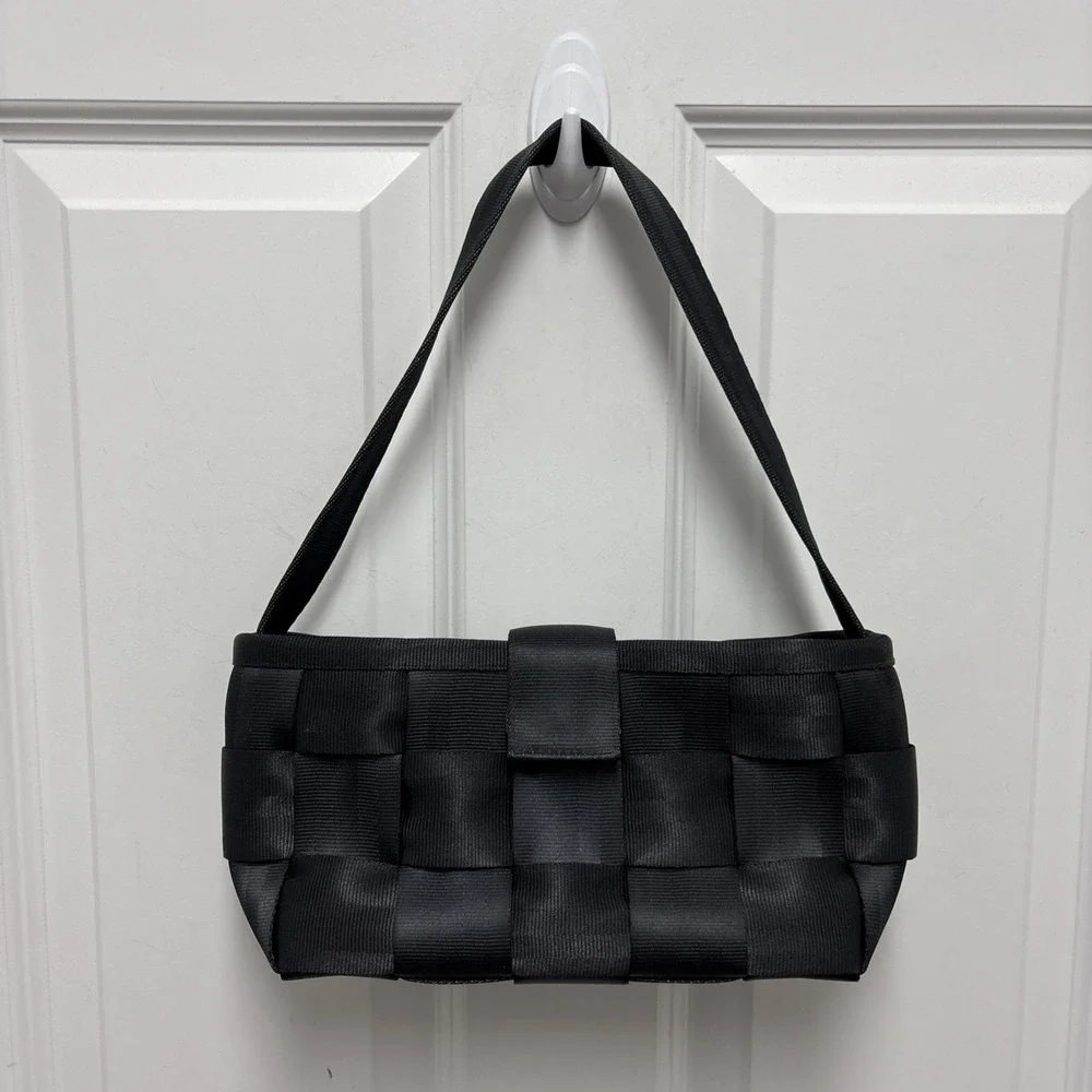 Harveys Seat Belt Bag Charcoal Gray Woven Satchel Shoulder Bag